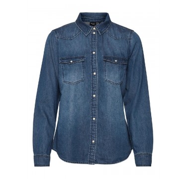 Vero moda camicia jeans maria ls denim slim shirt mix new noos